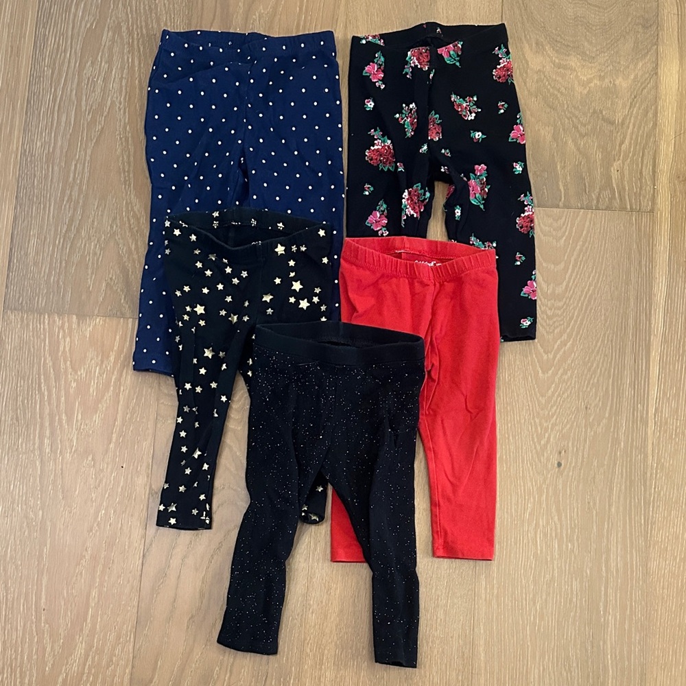 Kids Patterned Leggings Set - Black, Red, Blue